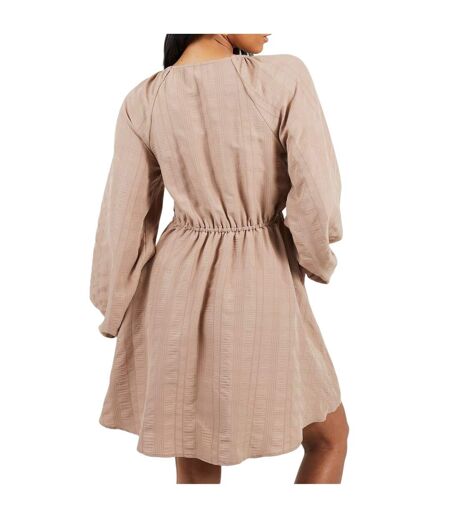 Womens/ladies A-line Mini Dress Taupe Brave Soul
