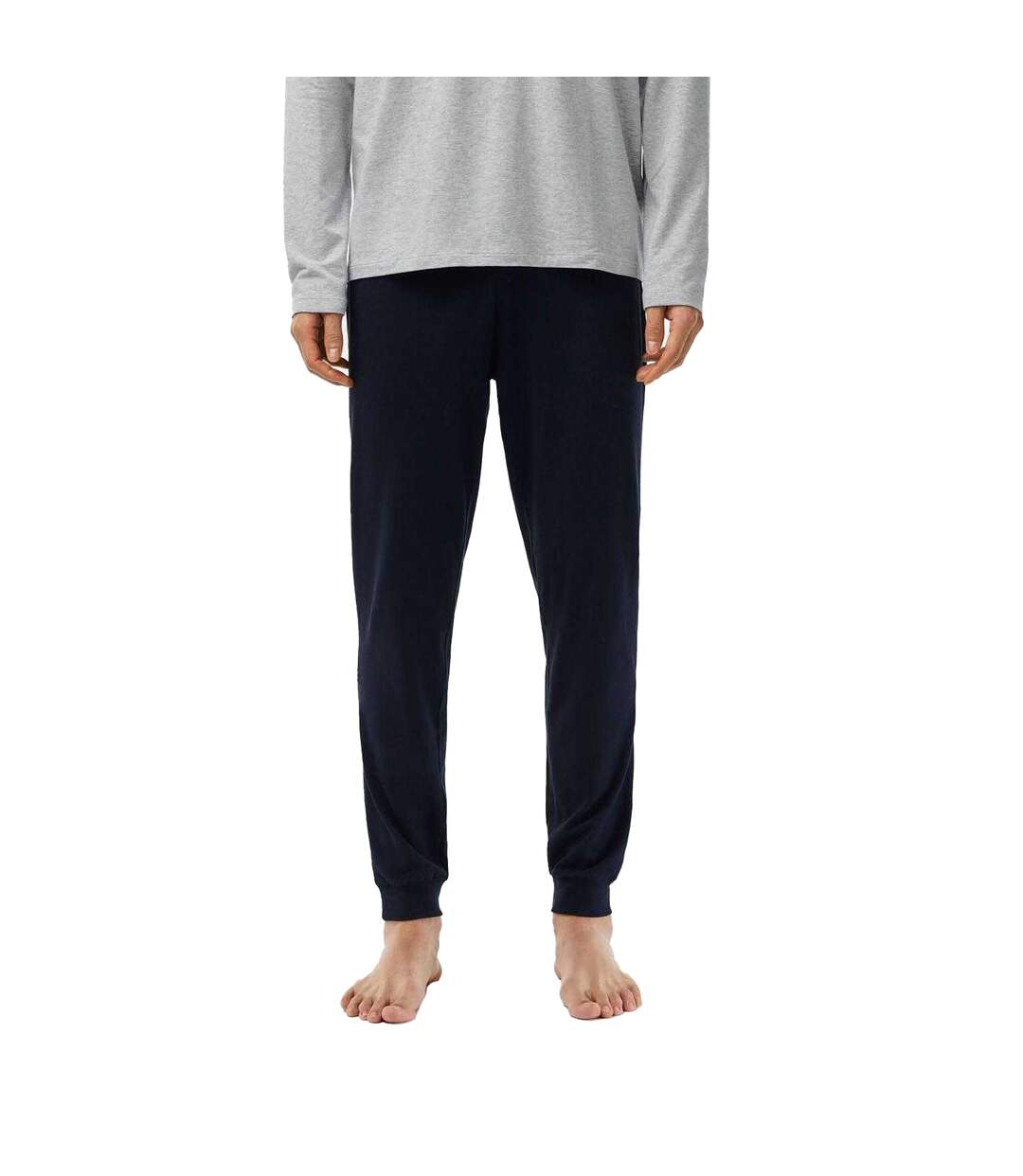 Mens Fitted Long-sleeved Pyjama Set Navy Grey Lacoste-1