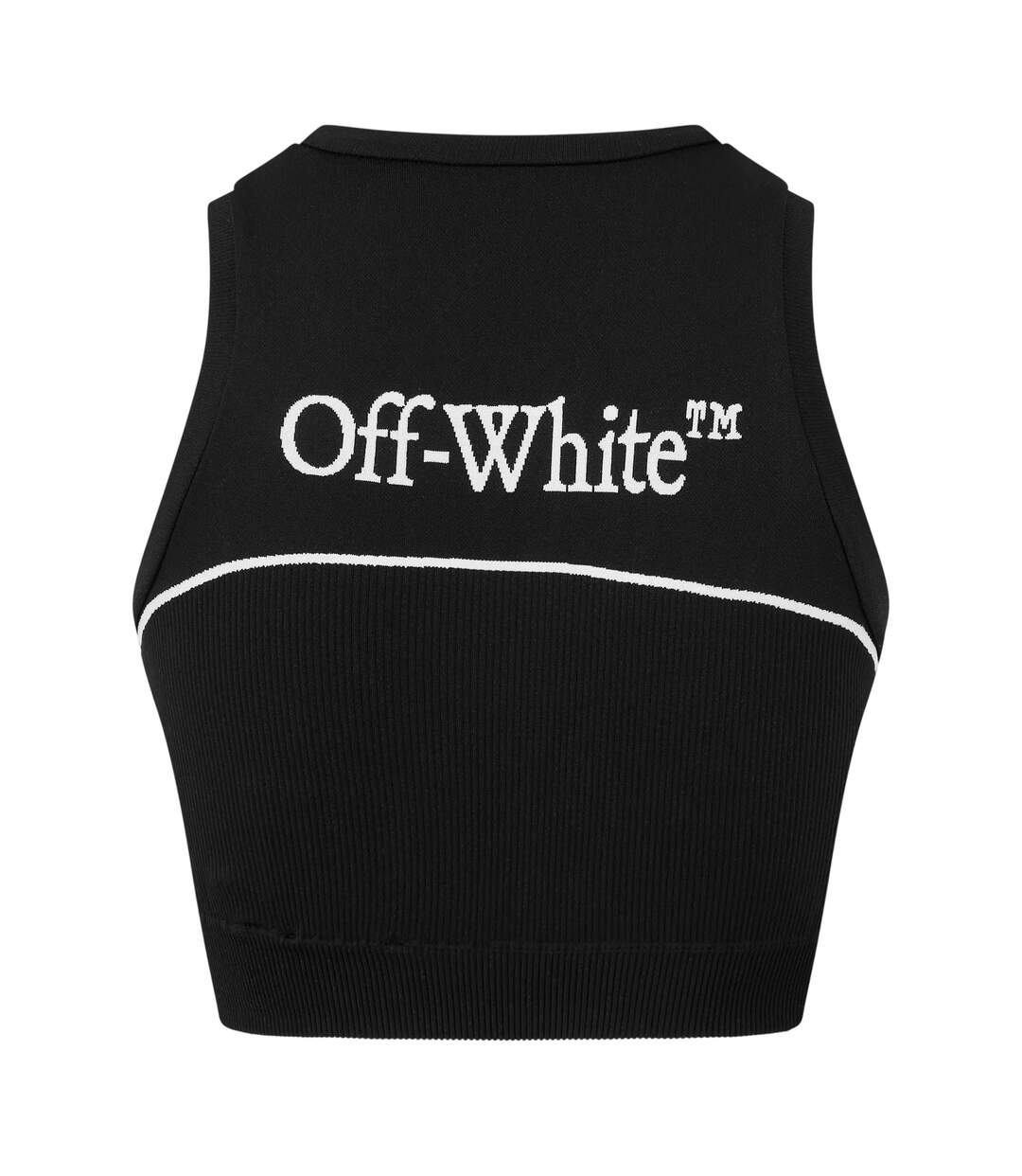 Womens/ladies Ow Snug Fit Crop Top Black Off White-3