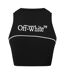 Womens/ladies Ow Snug Fit Crop Top Black Off White-3