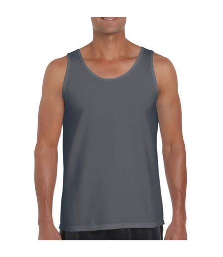 Mens softstyle plain tank top charcoal Gildan