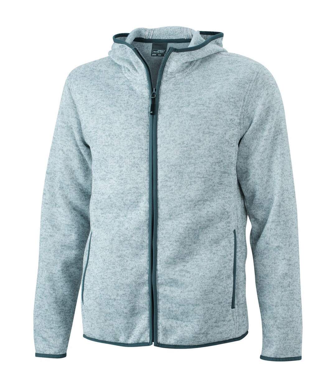 Veste tricot polaire à capuche HOMME- JN589 - gris clair chiné-1