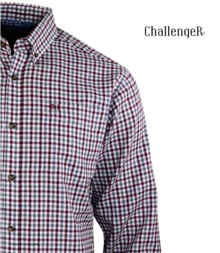 CHALLENGER TRIAL1 - Chemise à carreaux en Coton gratté douce et chaude à carreaux Bordeaux