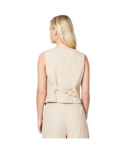 Womens/ladies linen-look petite waistcoat camel Dorothy Perkins