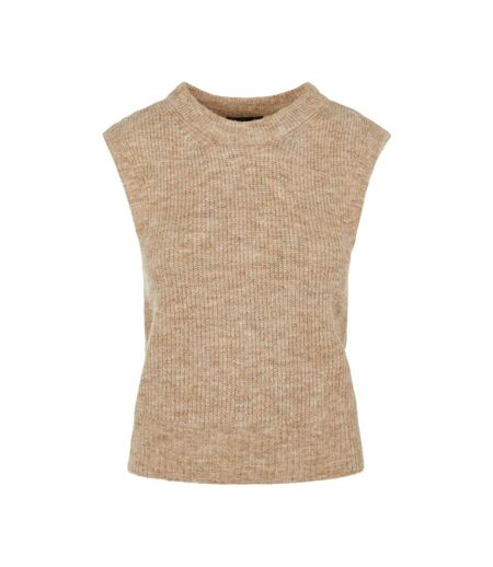 Pull Sans Manches Beige Femme Pieces Ellen - M