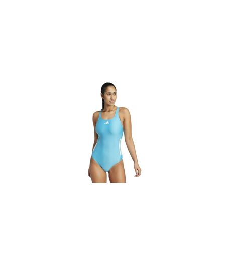 Maillot De Bain 1 Pièce Motif/style 3 Rayures Femme Cyan Blanc Adidas
