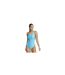 Maillot De Bain 1 Pièce Motif/style 3 Rayures Femme Cyan Blanc Adidas-1