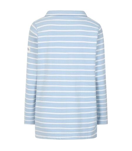 Womens/ladies Striped Roll Neck Sweatshirt Sky Lazy Jacks