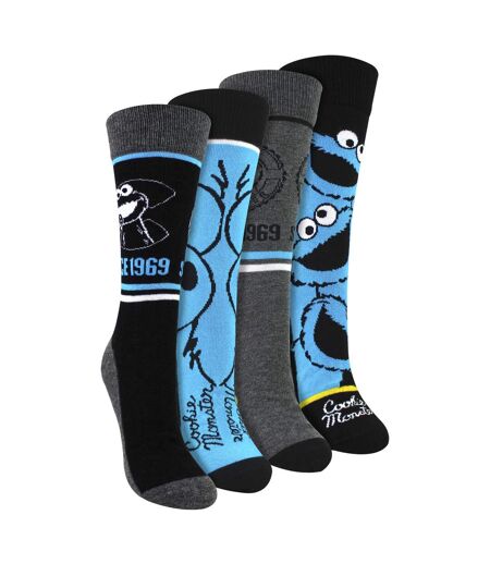Cookie Monster - Lot de 4 paires chaussettes homme coton motif confort
