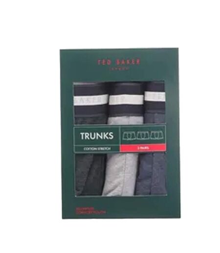 Pack Of 3  Mens Cotton Boxer Shorts  Grey Blue Black Ted Baker