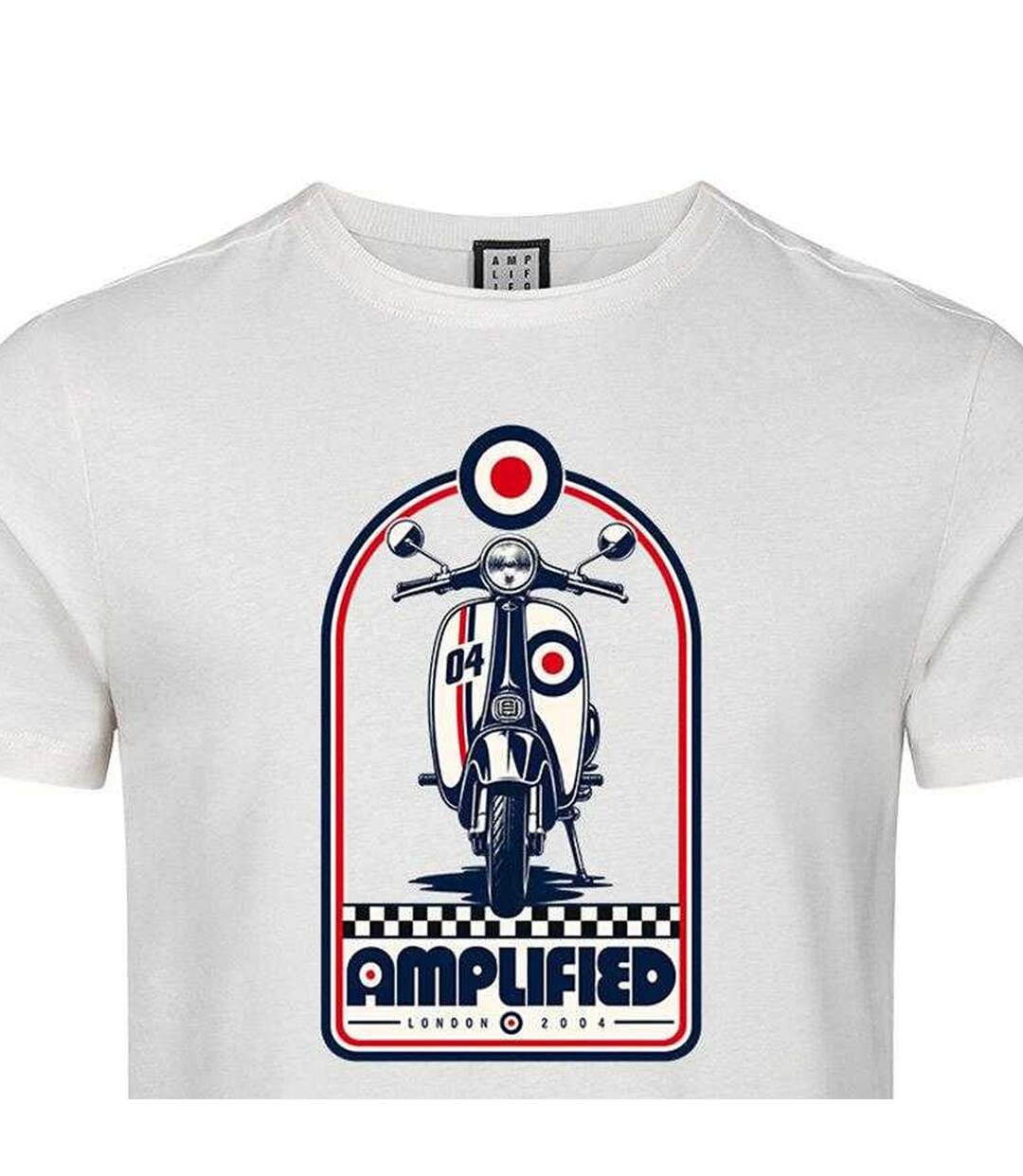T-shirt Motif/style Cible Mod Retro Scooter Homme Vieux Blanc Amplified-3