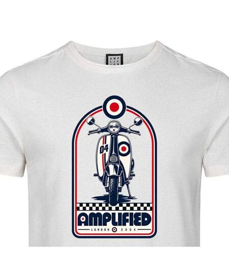 T-shirt Motif/style Cible Mod Retro Scooter Homme Vieux Blanc Amplified