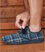 Men's Blue Sherpa-Lined Slippers  