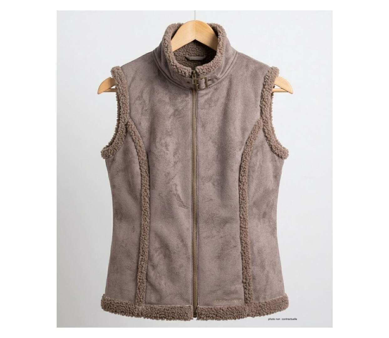 MAYFLOWER 828070U002 - Gilet sans manches marron en suédine : le chic du toucher peau de pêche-2