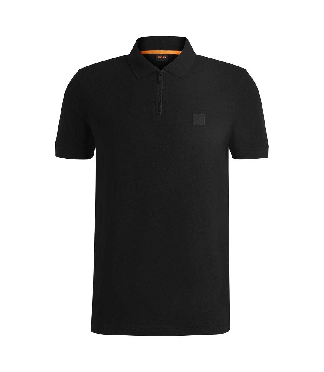 Mens Logo Quarter Zip Polo Shirt Black Boss-2