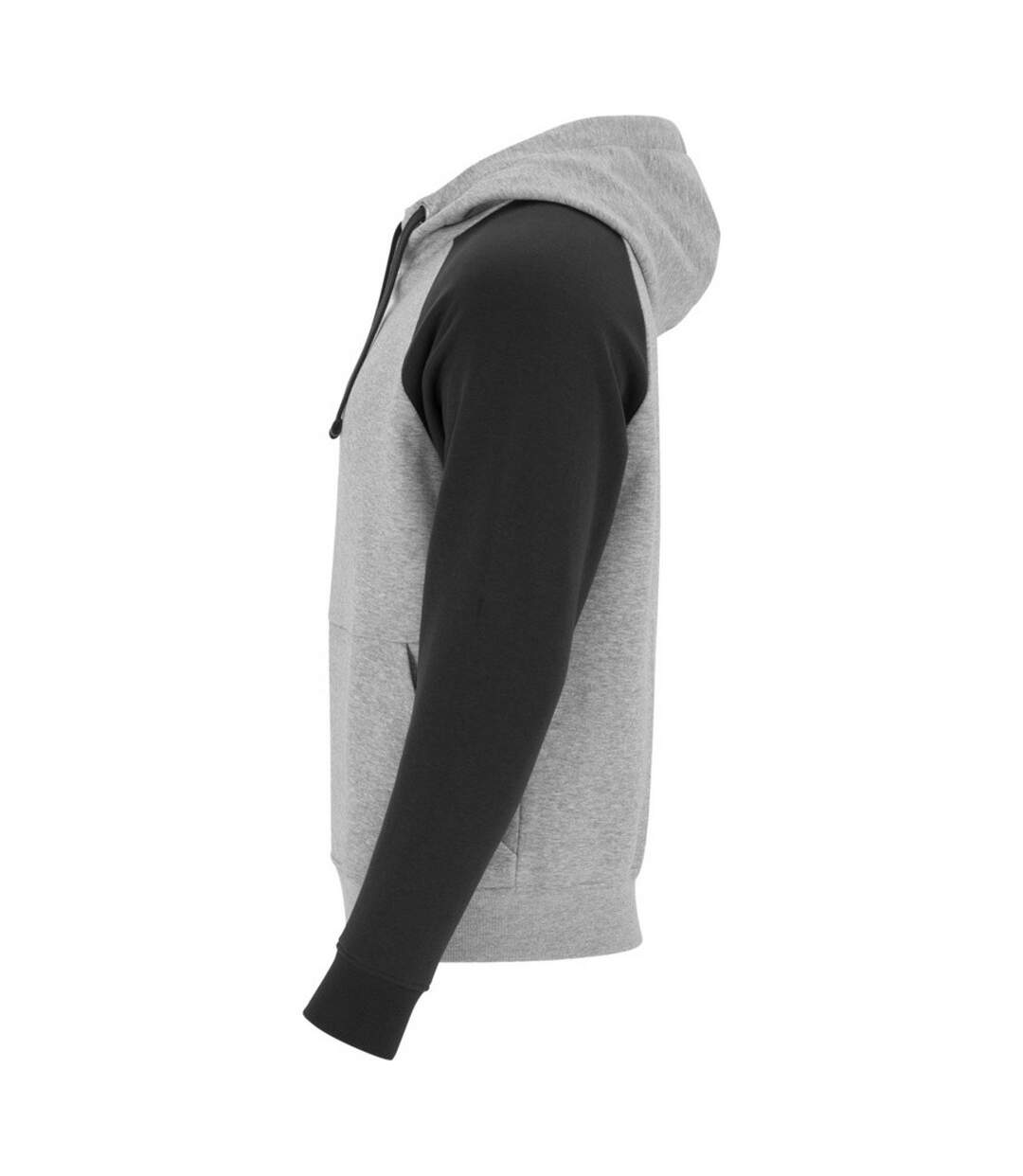 Sweat à capuche badet adulte gris chiné / noir uni Roly