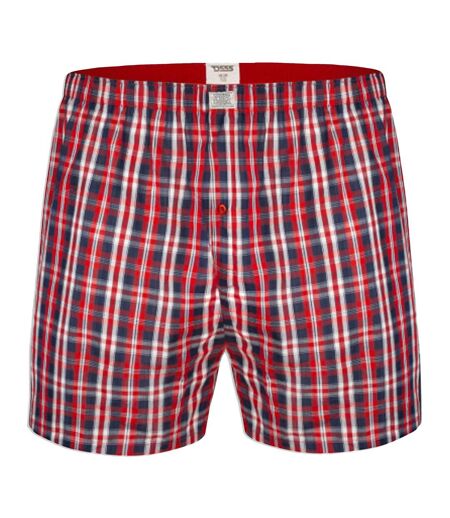 Pack of 2  Mens d555 plaid woven kingsize boxer shorts  navy blue/red Duke