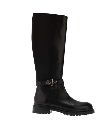 Womens/ladies teller casual leather knee-high boots black Dune London