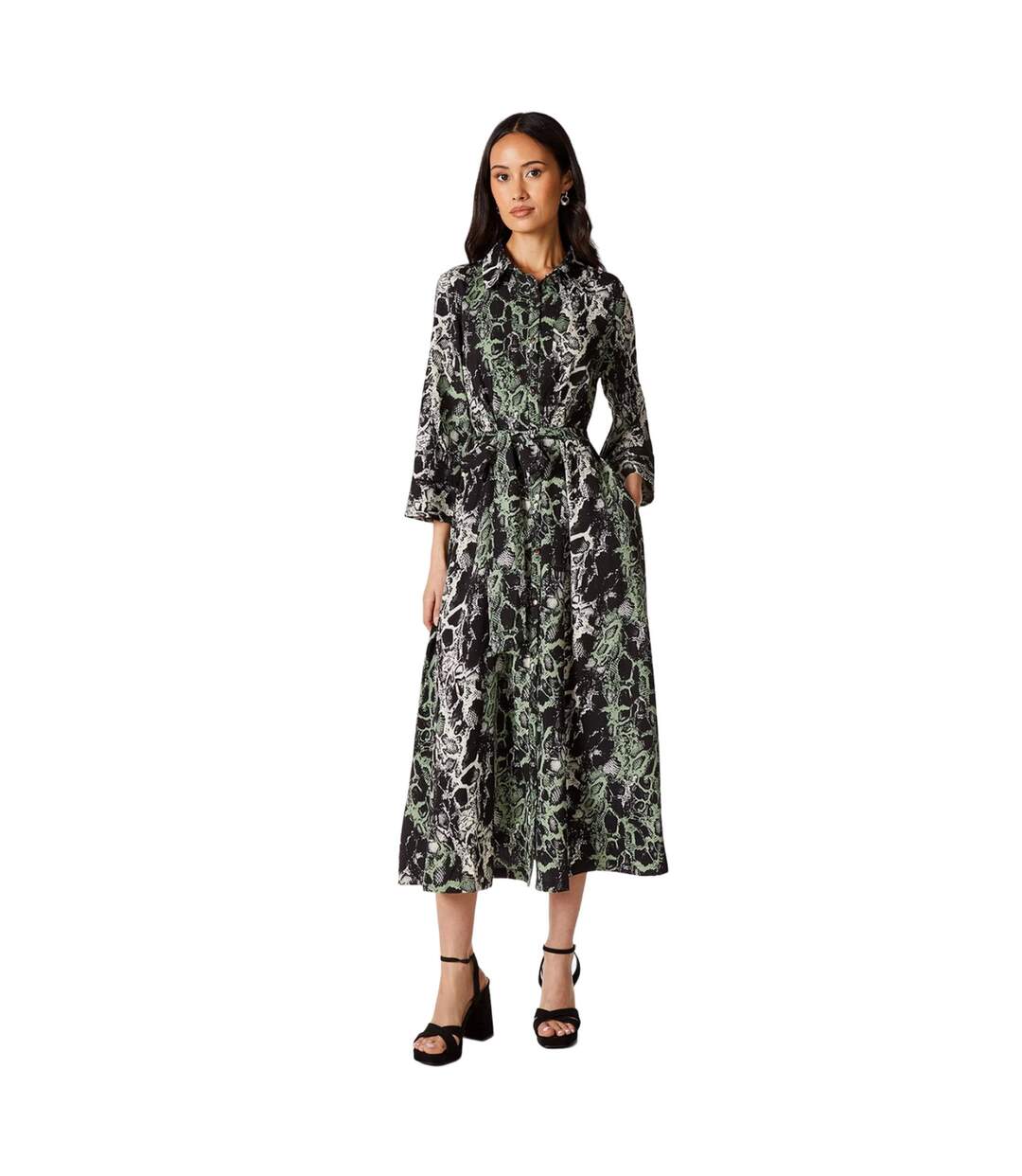 Robe chemisier femme vert Principles-1