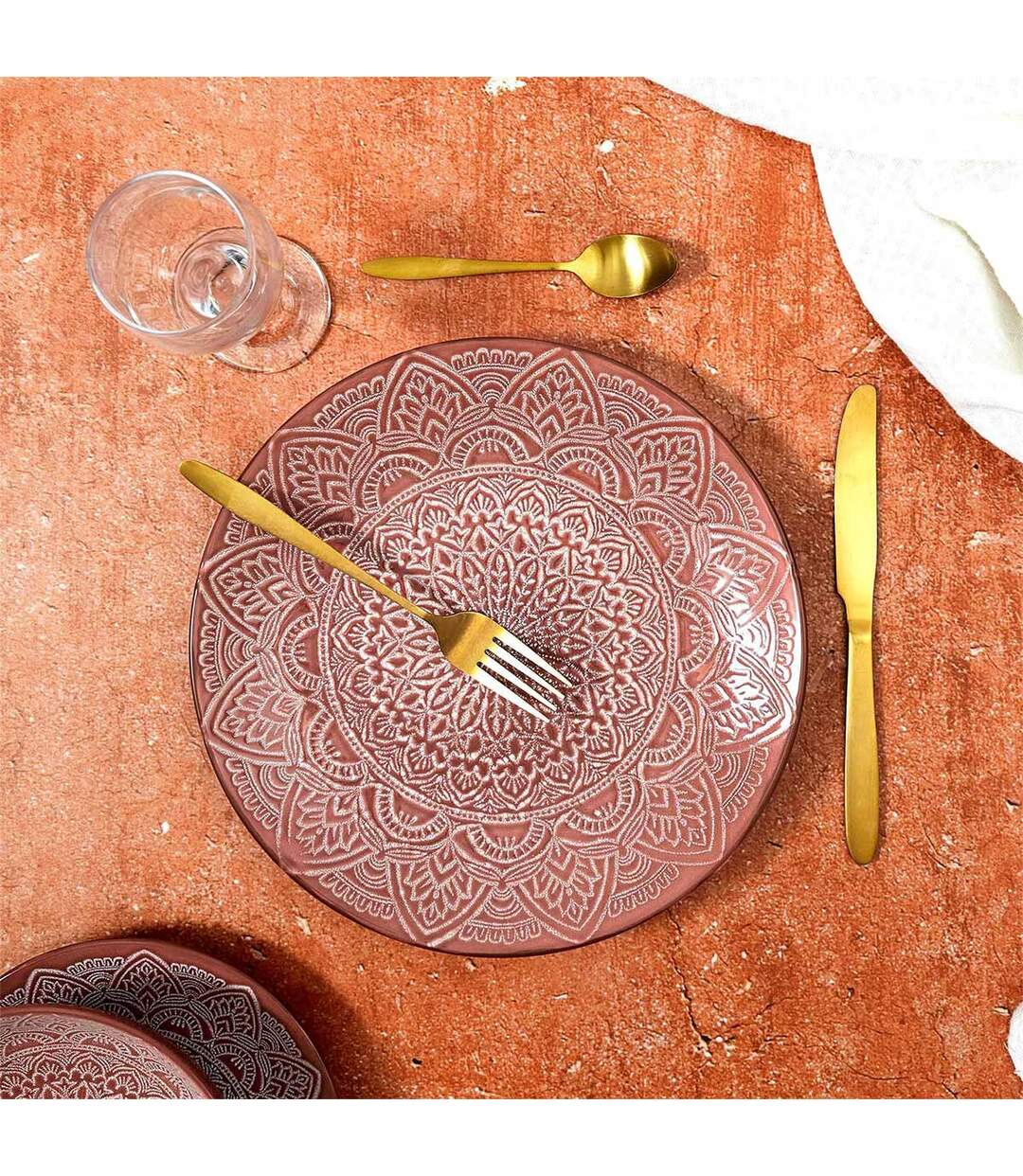 Lot de 6 Assiettes Plates Sahara 27cm Terracotta-3