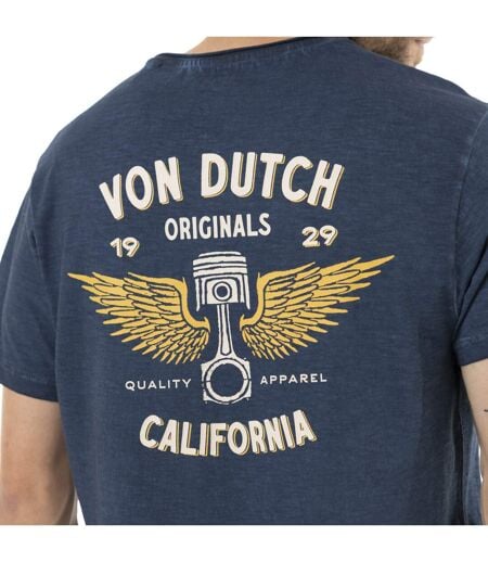 T-shirt homme col V en coton print devant et dos Wings Vondutch