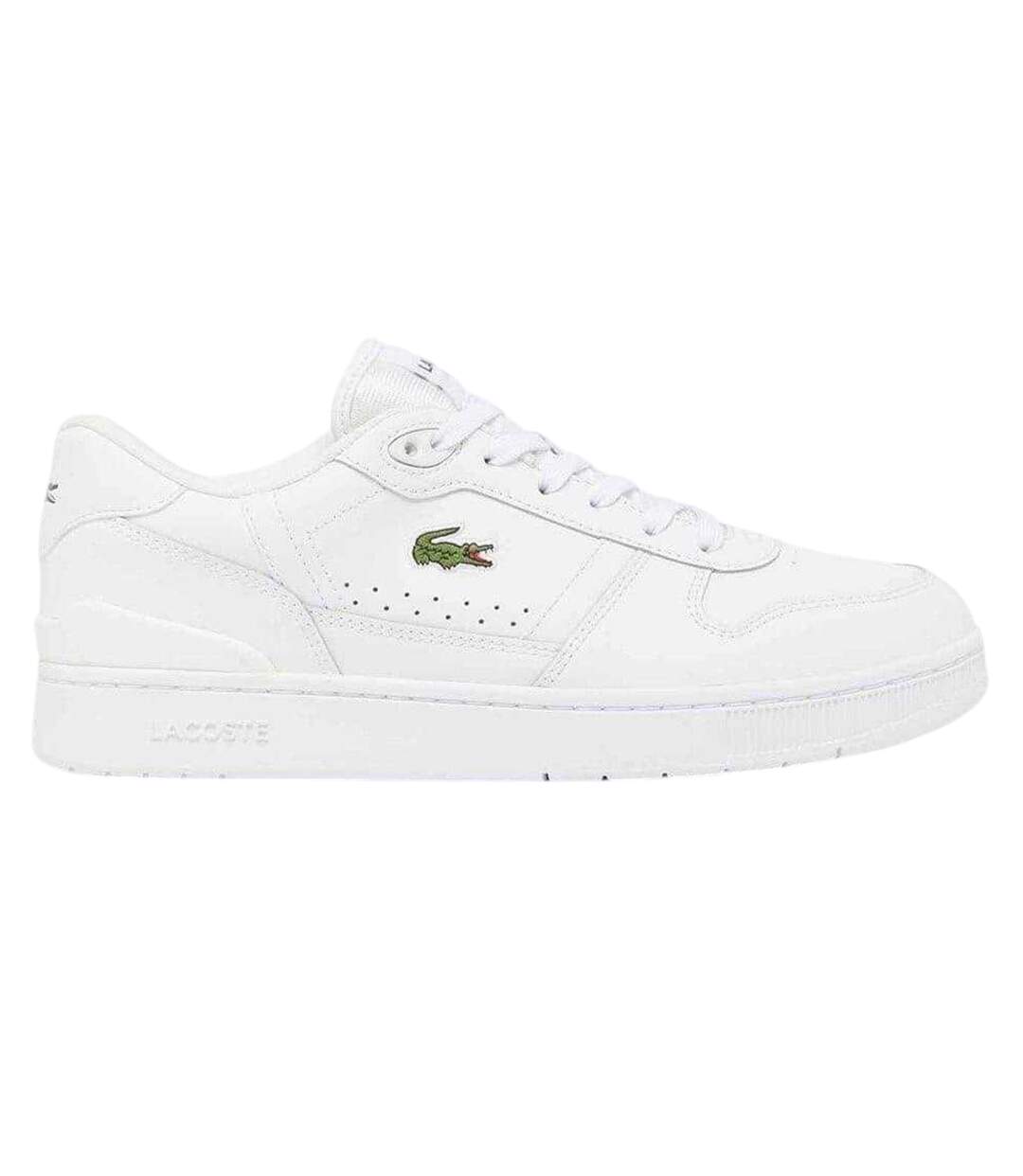 Mens T-clip Leather Flat Trainers White Lacoste-1