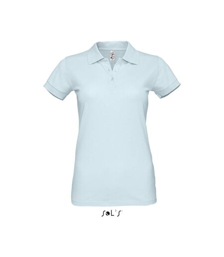 SOLS Womens/Ladies Perfect Pique Short Sleeve Polo Shirt (Creamy Blue)