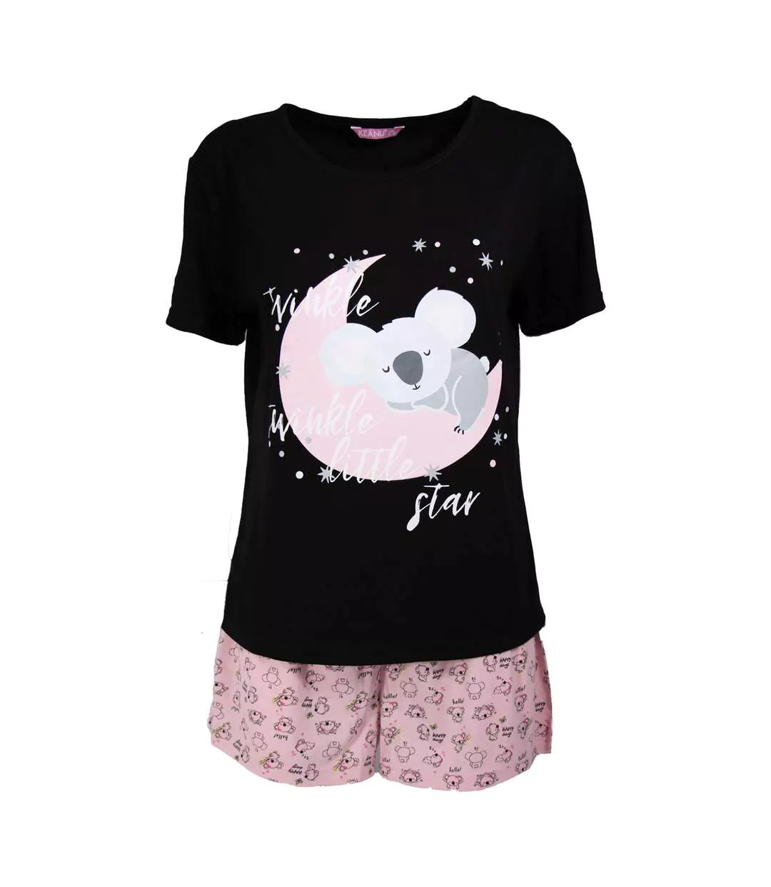Ensemble De Pyjama Court Manches Courtes Twinkle Little Star Femme Noir Rose Keanu-1
