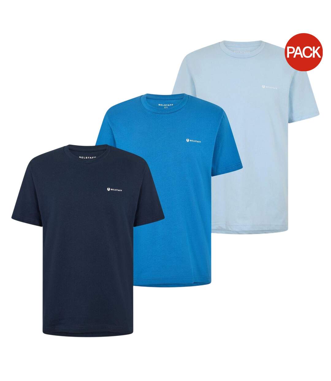 Lot De 3  T-shirts Motif/style Logo Homme Bleu Foncé Bleu Bleu Ciel Belstaff-2