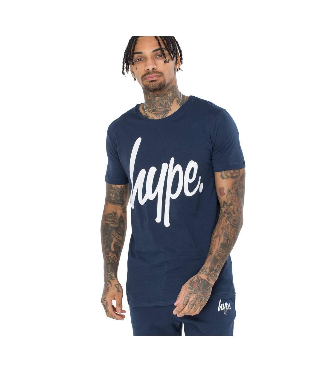 Hype Mens Script T-Shirt (Navy/White)
