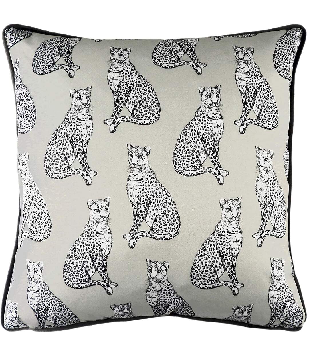 Safari leopard monochrome cushion cover one size white/grey/black Evans Lichfield