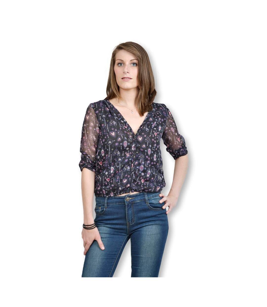 Chemise femme manches longues avec capuche couleur violet-1