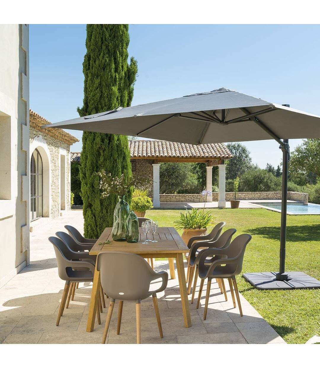 Parasol déporté carré Eléa - Inclinable - L. 300 x l. 300 cm