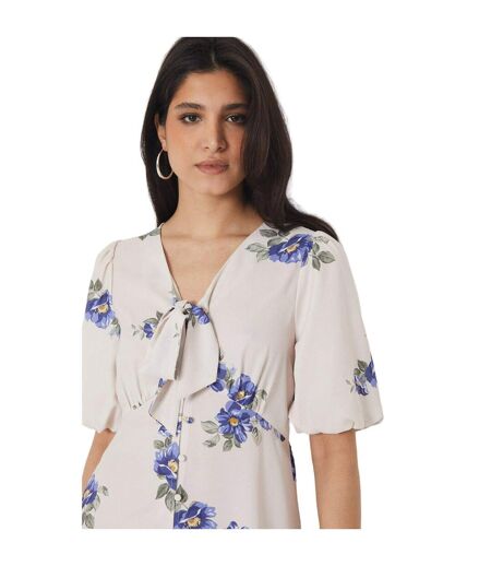Womens/ladies Floral Front Tie Midi Dress Ivory Dorothy Perkins