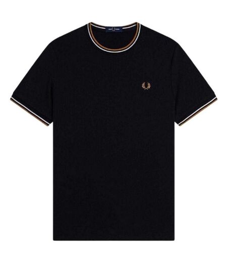 T-shirt Motif/style Rayure Contrastée Sur Bord Homme Noir Fred Perry