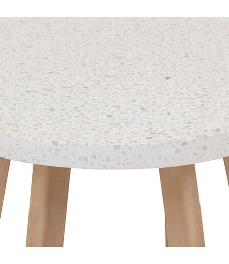 Table de jardin d'appoint ronde en bois et béton LEMINDO - Marron