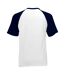 Unisex adult contrast panel baseball t-shirt white/deep navy Fruit of the Loom