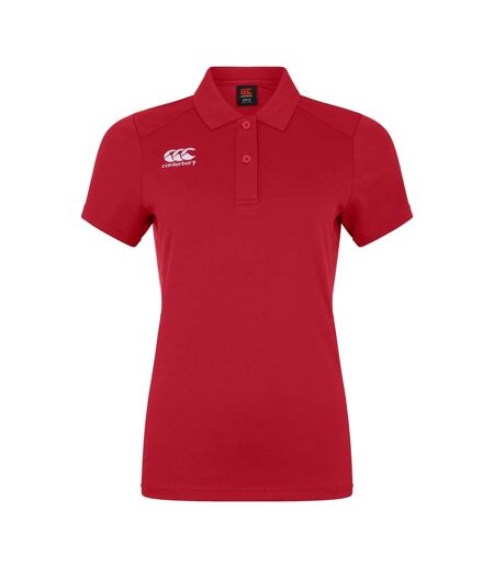 Womens/ladies Club Dry Polo Shirt Flag Red Canterbury