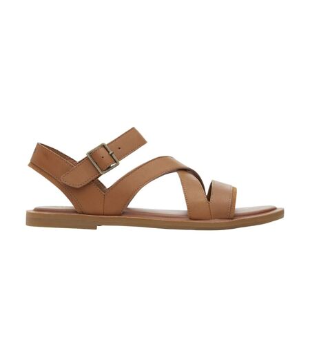 Womens/ladies sloane leather sandals tan Toms