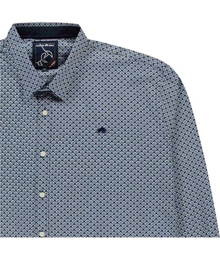Chemise Manches Longues Motif/style Géométrique Homme Bleu Marine Raging Bull