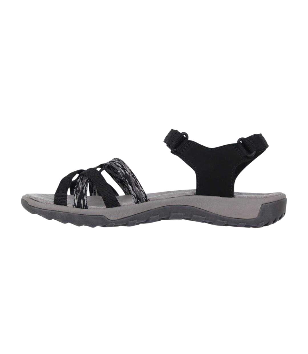 Womens/ladies Salina Cross Strap Leather Walking Sandals Black Grey Karrimor-3