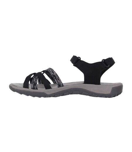 Womens/ladies Salina Cross Strap Leather Walking Sandals Black Grey Karrimor