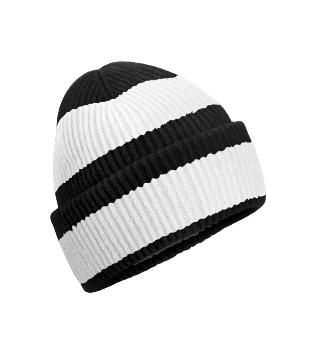 Unisex adult colour block beanie black/soft white Beechfield-1