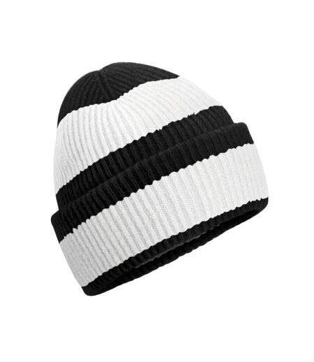 Unisex adult colour block beanie black/soft white Beechfield
