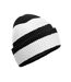 Unisex adult colour block beanie black/soft white Beechfield-1
