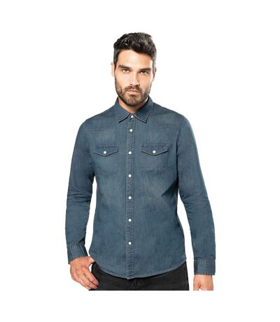 Kariban Mens Long Sleeve Casual Denim Shirt (Blue Jean) - UTRW4216
