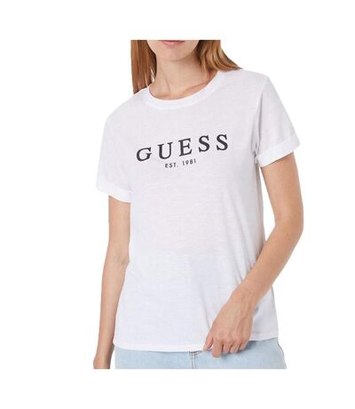 T-shirt Blanc Femme Guess Rol1981 - S