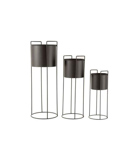 Lot de 3 Cache-Pots sur Pied Métal 80cm Noir