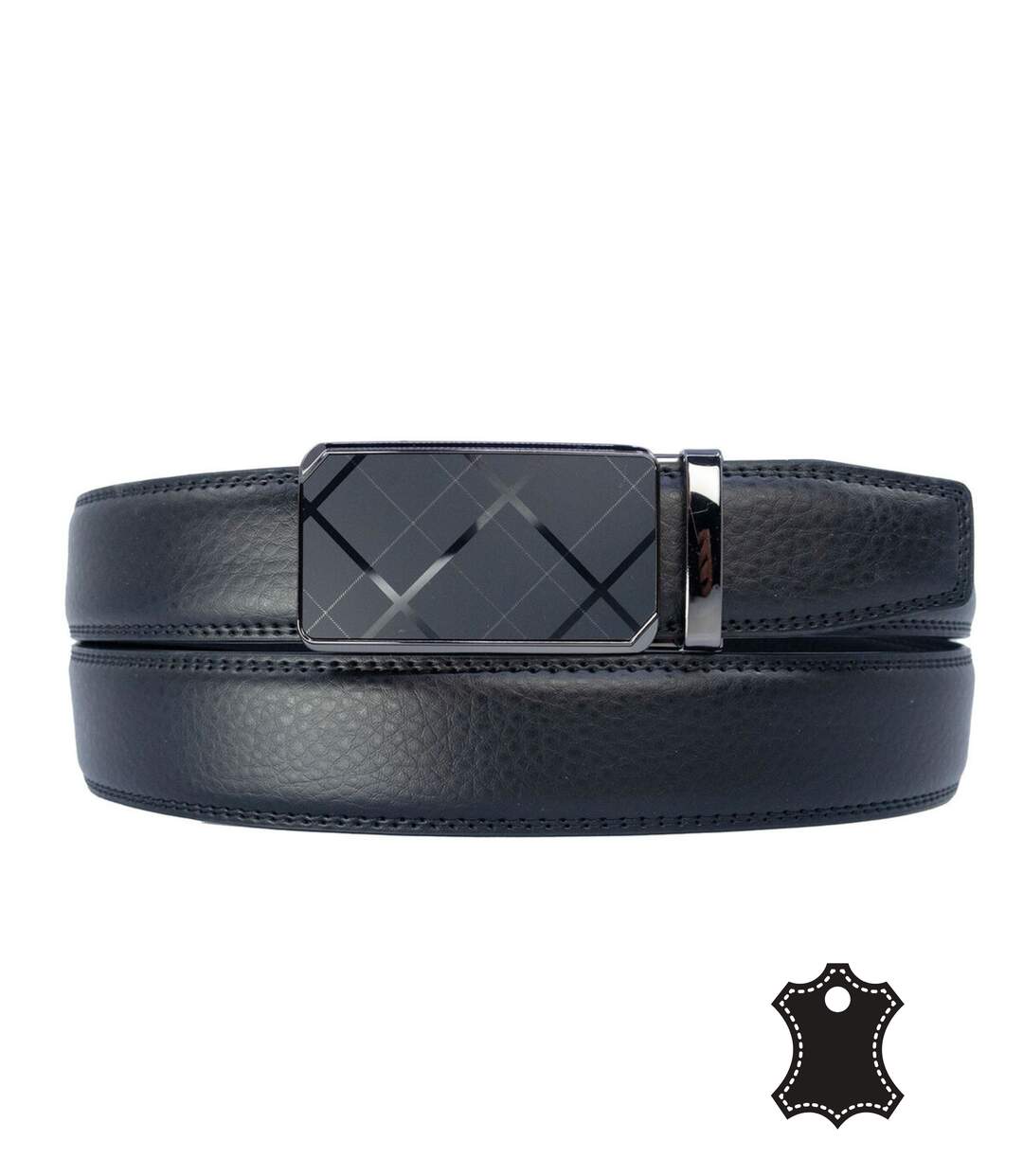 Ceinture homme cuir noir - Boucle automatique - Style et fonctionnalité-1