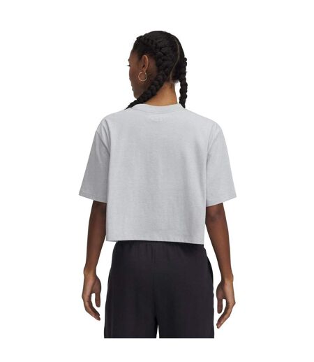 Womens/ladies Rival Plain Cropped Loose T-shirt Grey Under Armour